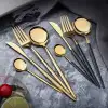 Steak Portuguese knife, fork, round spoon, stainless steel Western Portuguese spoon details Picture